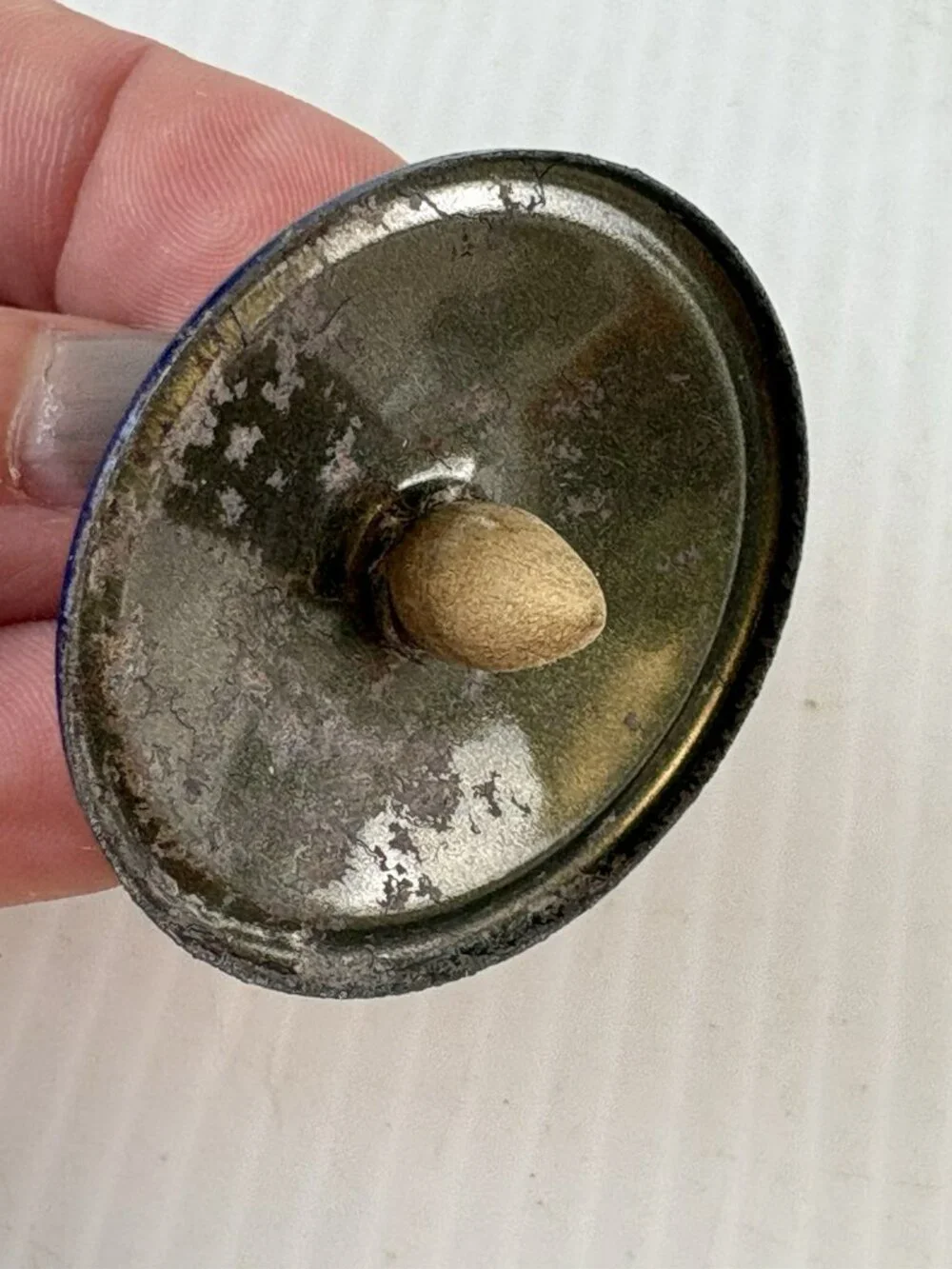Antique 1920s Cracker Jack Tin Litho Spin Top Toy, 1.5in, Excellent Condition